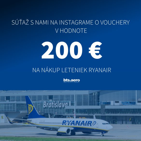 Súťažte o 2 vouchery na nákup leteniek Ryanairu s odletom z Bratislavy v hodnote 200 €!