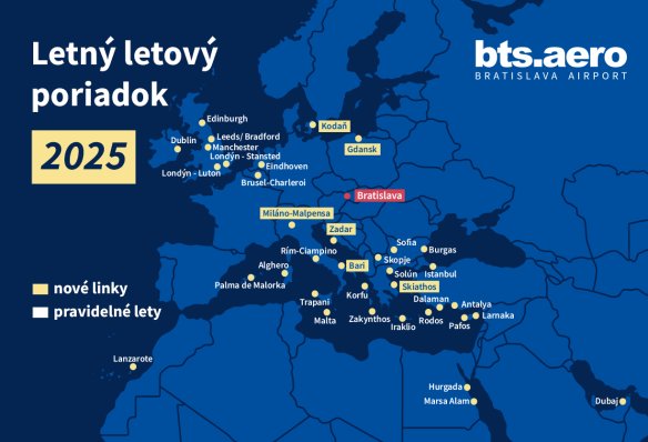 Letný letový poriadok 2025 prináša 6 nových liniek aj nového dopravcu Norwegian